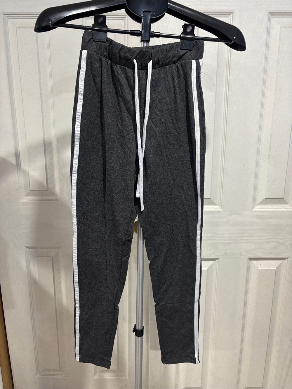 Charlotte Russe Gray Jogger Pants with White Side Stripes